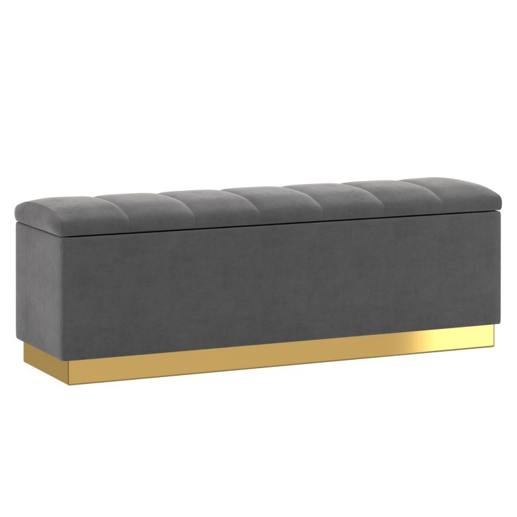 Sona Contemporary Velvet Faux Leather, Contemporary Leather Storage Bench